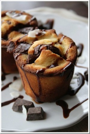 Coconut and Dark Chocolate Popovers
